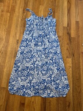 Loft jersey blue floral dress midi